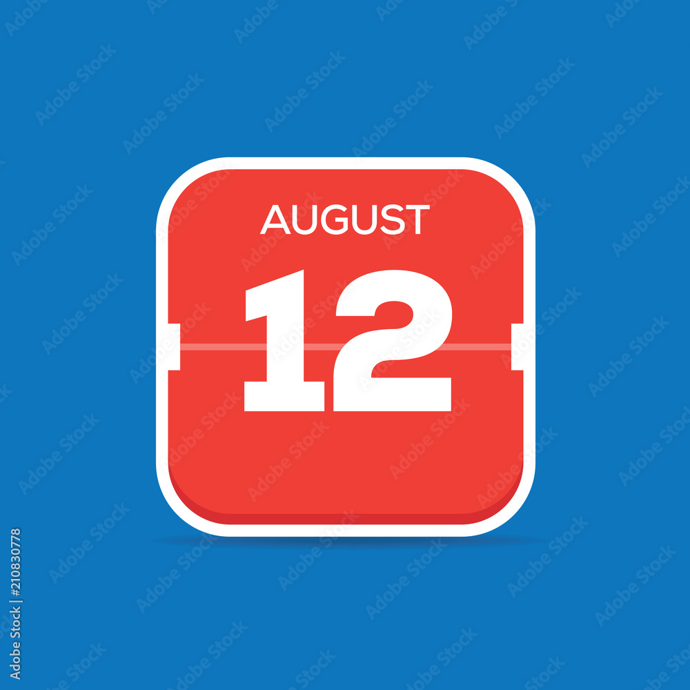 August 12 Calendar Flat Icon August 12 Calendar Flat Icon
