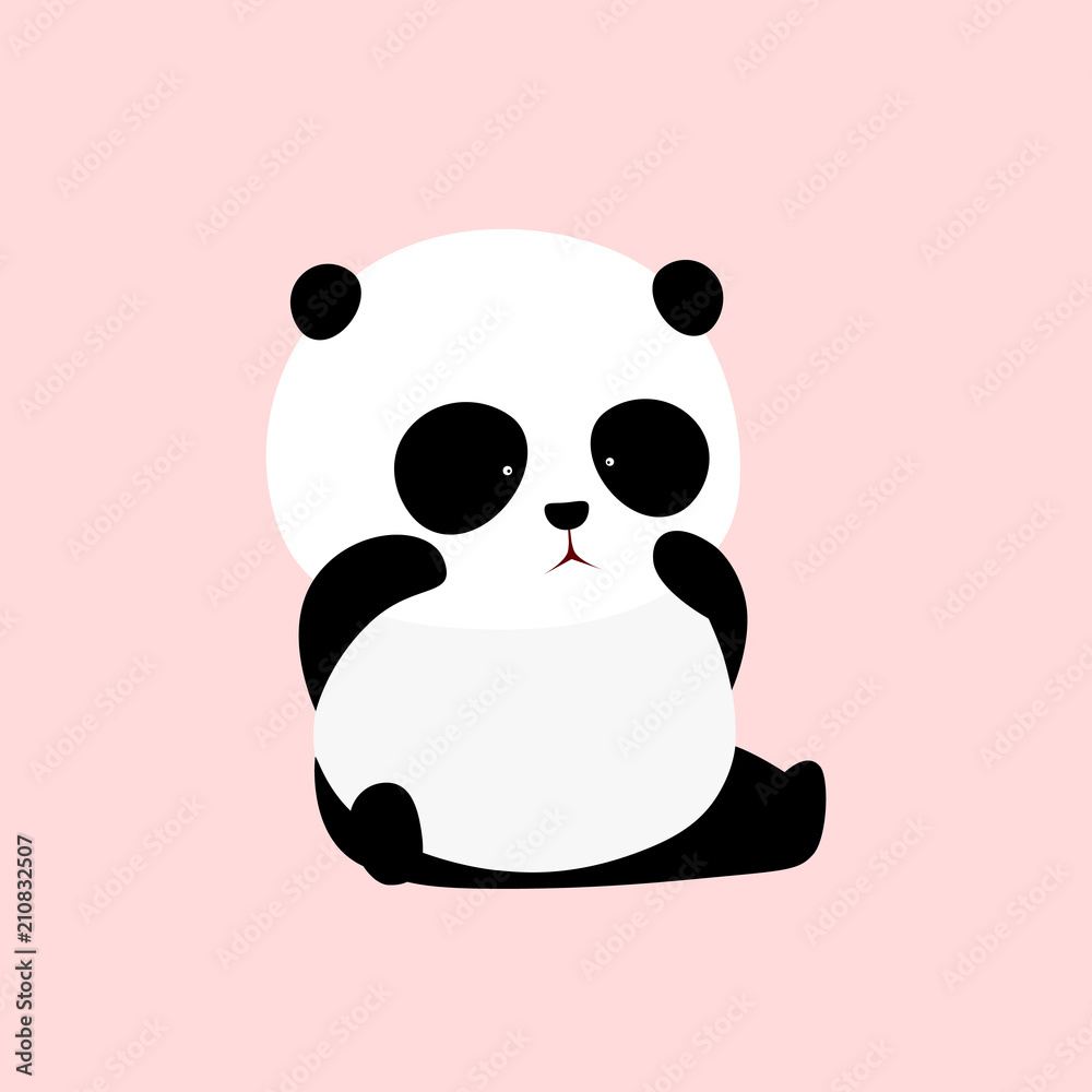 A cute kawaii panda cartoon character smiling and lying on the ground with  closed eyes on a white background Stock Vector Image & Art - Alamy