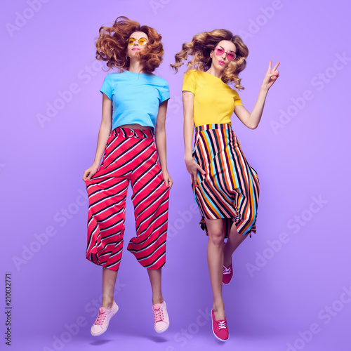 Two Girls Fooling Around. Fashion Summer Outfit