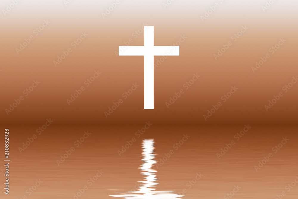 Cross silhouette against sky. Conceptual image.