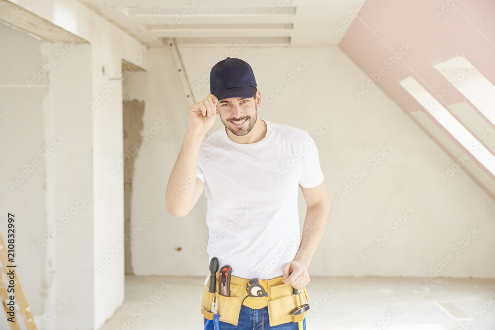 Professional construction worker man portrait
