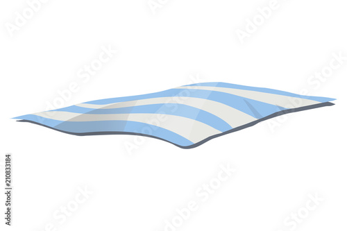 Cartoon beach litter on a white background. Illustration of a lying blanket. Drawing for children.
