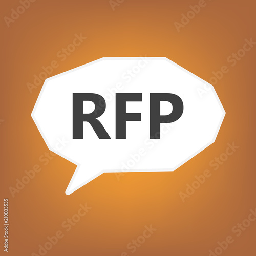 RFP (Request For Proposal) written on speech bubble- vector illustration