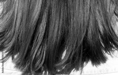 Woman s hair on sun in black and white.