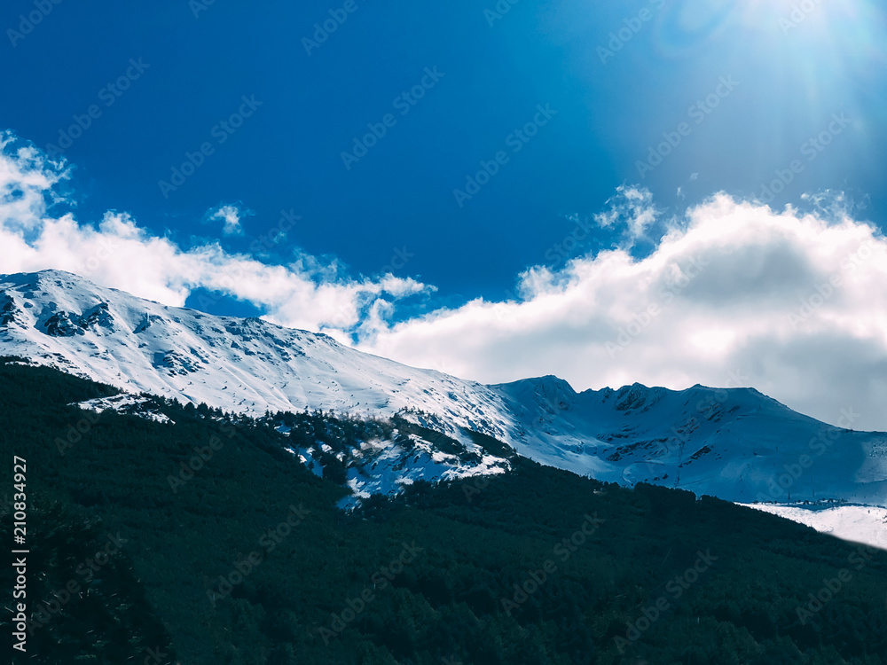 View of a snow mountain landscape