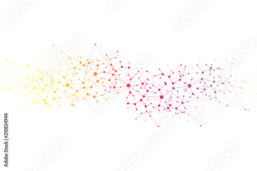 Scientific vector illustration genetic engineering and gene manipulation concept. DNA helix, DNA strand, molecule or atom, neurons. Abstract structure for Science or medical background