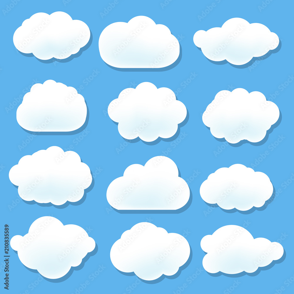 Cloud Icons With Blue Background Cloud Icons With Blue Background