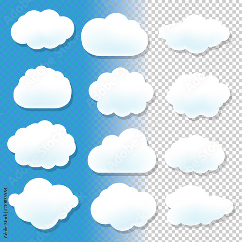 Cloud Icons With Blue And Transparent Background