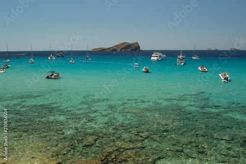 Beautiful Cala Comte Beach, Sant Antoni de Portmany, Ibiza, Balearic Islands, Spain
