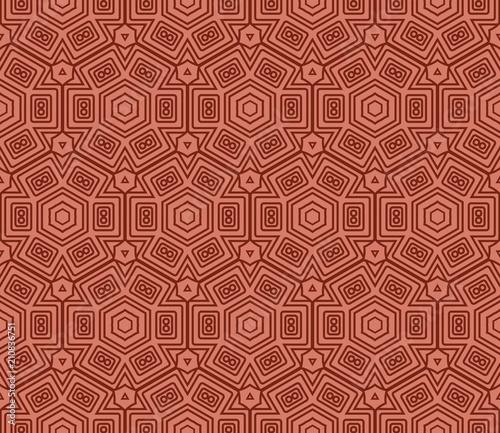 geometric ornament on color background. Seamless vector illustration. For interior design  wallpaper