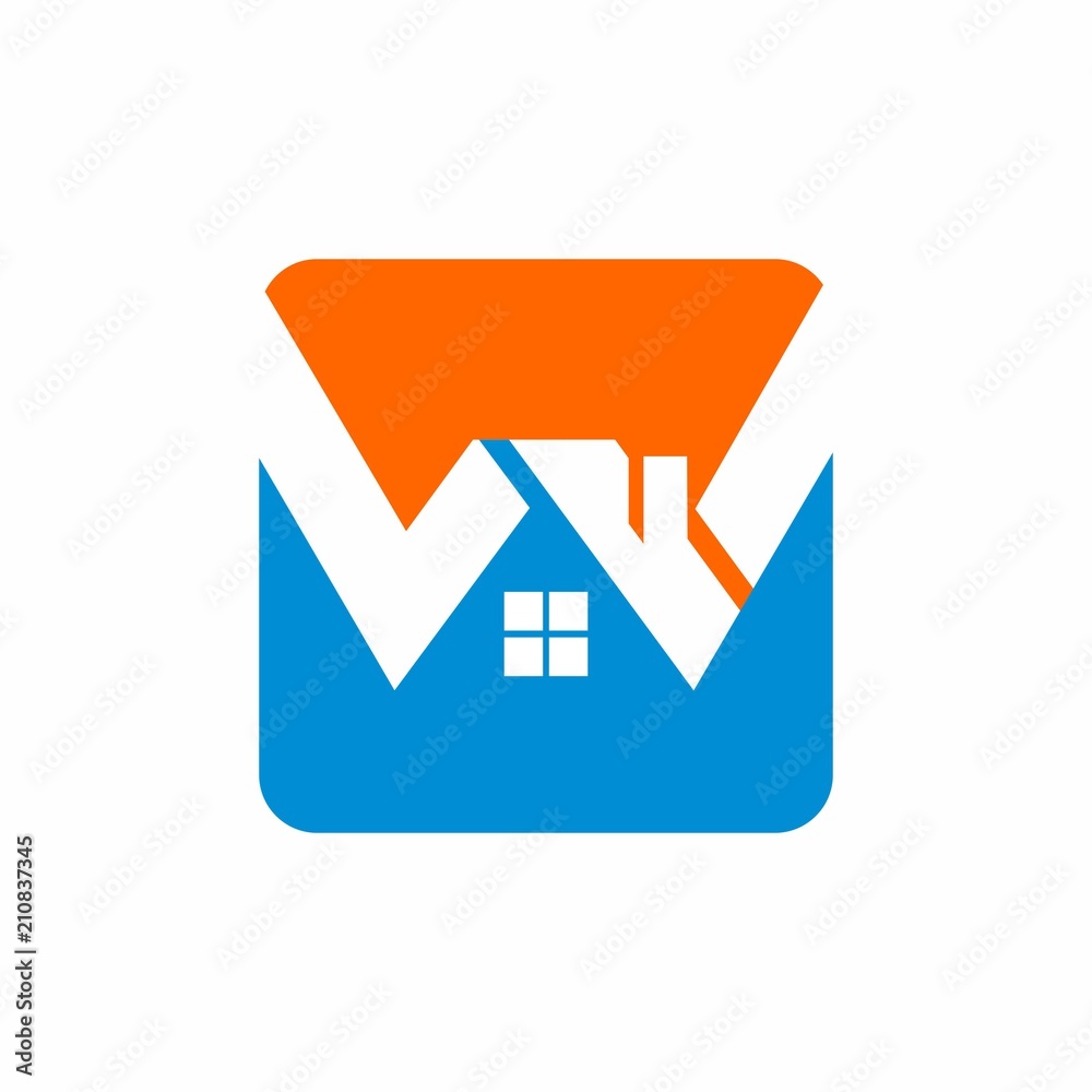 W house home logo initial letter design template vector illustration