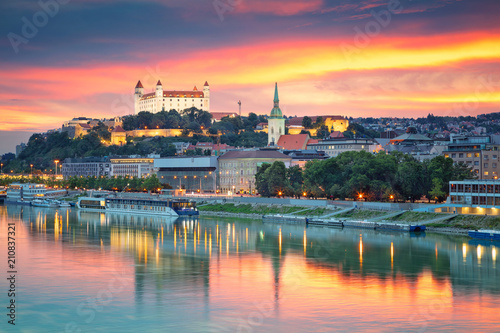 Bratislava. Cityscape image of Bratislava, capital city of Slovakia during sunset. photo