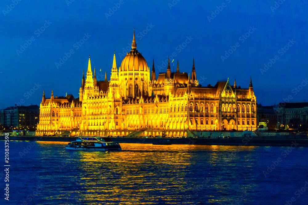 Famous parliament at night blue hour