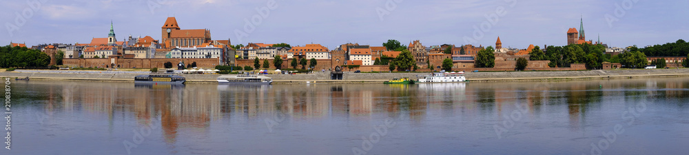 Torun, Poland - Panoramic view of historical district of Torun old town by the Vistula river