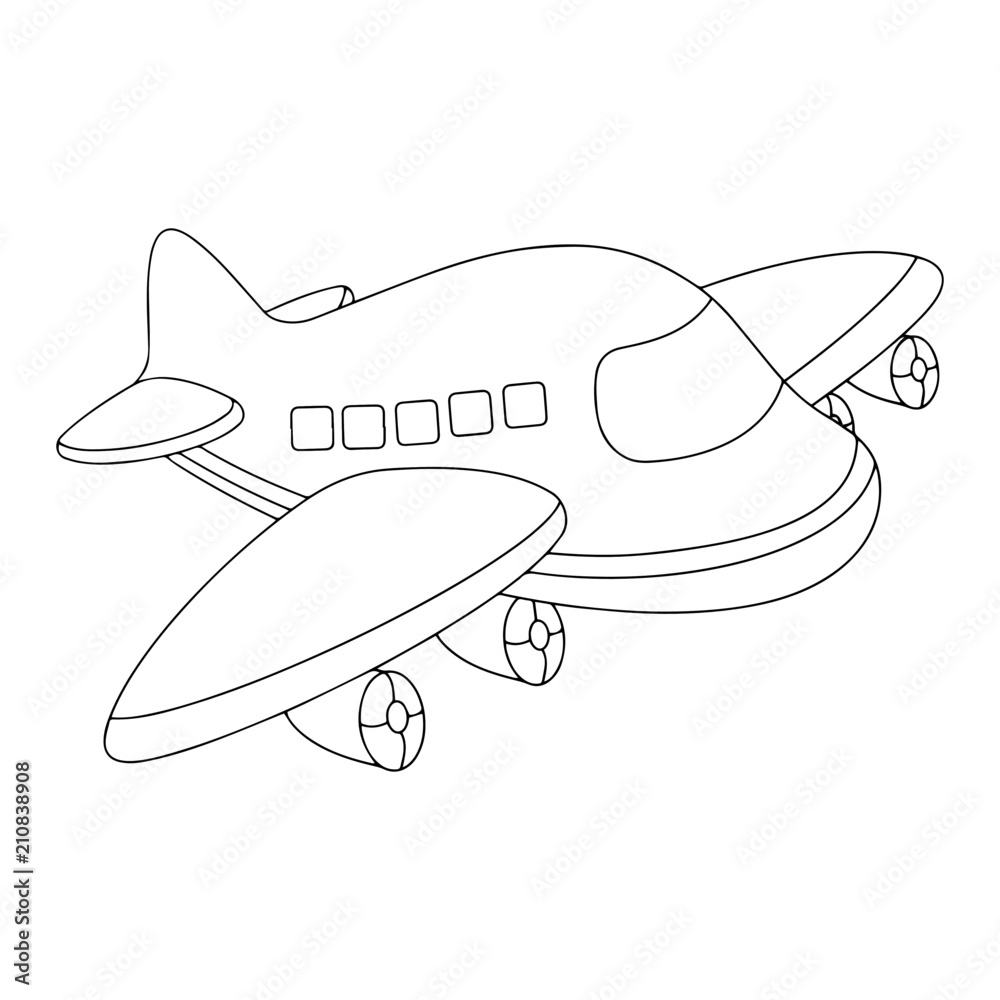 Airplane cartoon illustration isolated on white background for children color book Airplane cartoon illustration isolated on white background for children color book