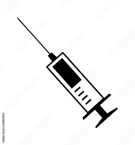 Syringe line icon flat vector illustration isolated on white