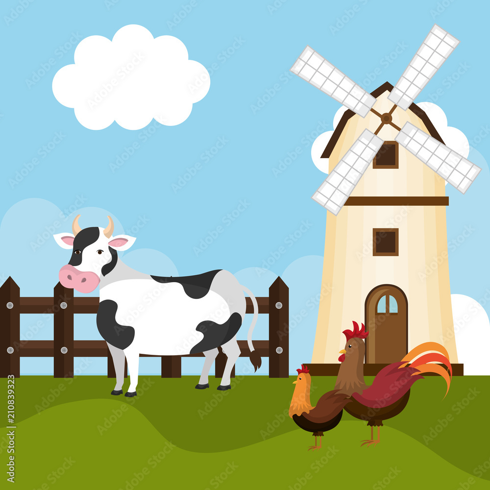animals in the farm scene vector illustration design animals in the farm scene vector illustration design