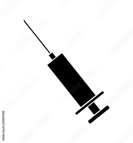 Vector syringe icon silhouette isolated  for medical apps