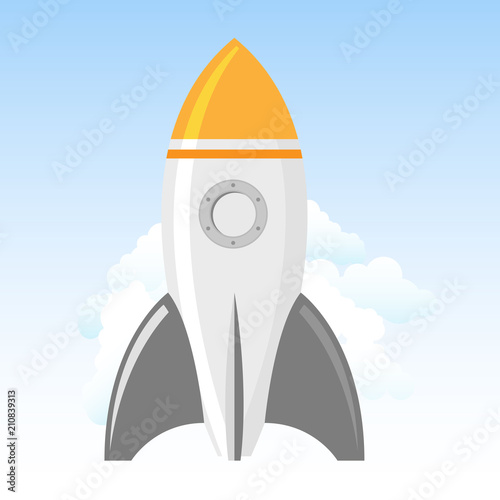 Rocket launch - spacecraft in clouds, rocket start