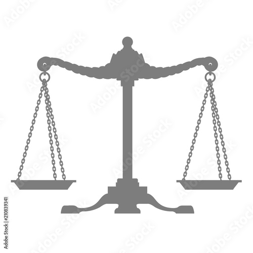 Silhouette of old balance - scales, symbol of justice