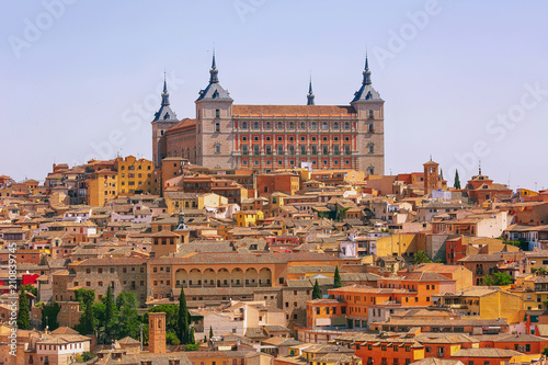 Aerial view of the old medieval town Toledo, Spain