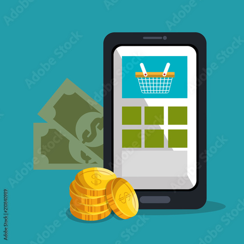 electronic commerce with smartphone vector illustration design