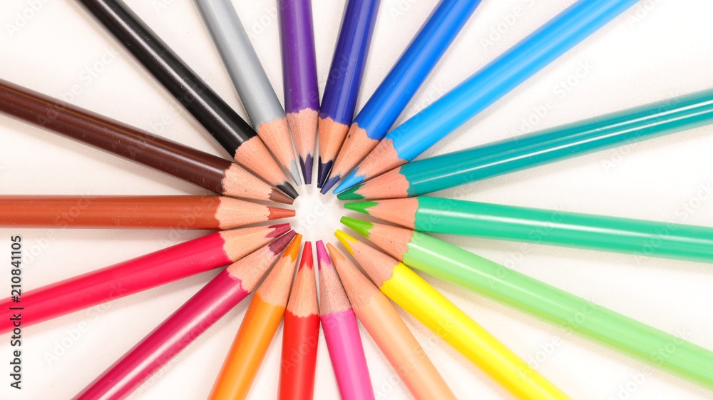 colorful pencil, top view colorful pencil, top view
