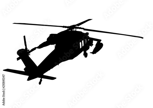 Fototapeta Naklejka Na Ścianę i Meble -  silhouette of military helicopter vector