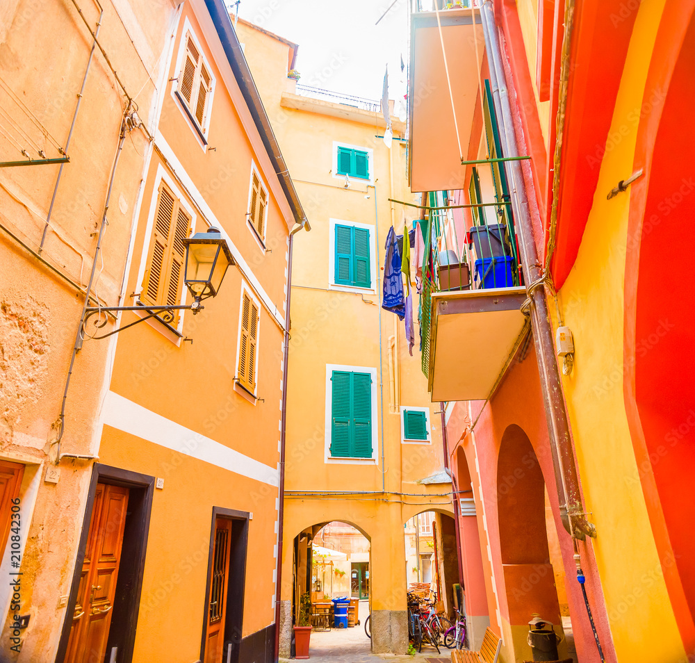 Colorful buildings in Monterosso in Cinque Terre, Italy