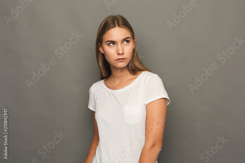 Female fashion model in casual wear, studio shot