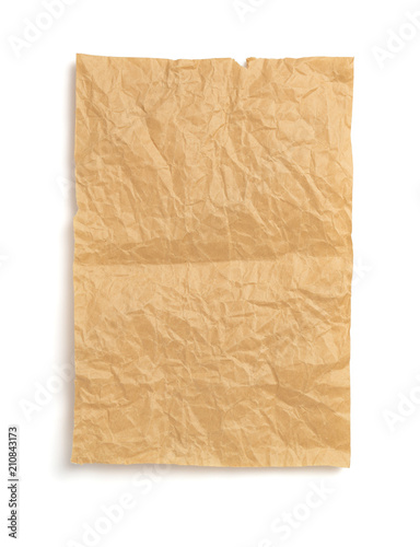 wrinkled paper at white background