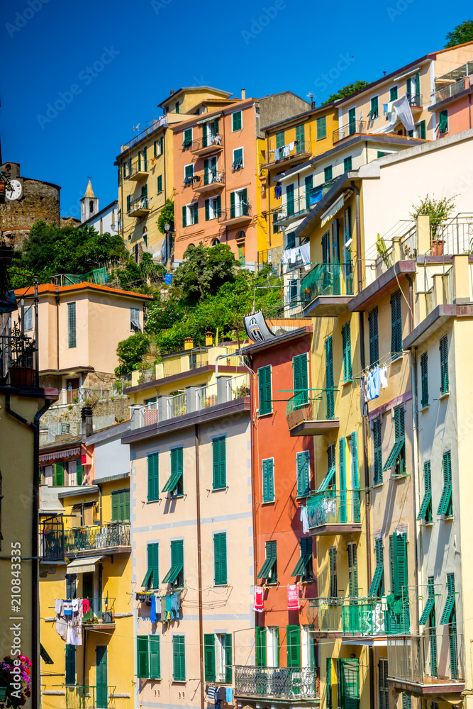 Vertical View of a Street in the Colored Town of Riomaggiore