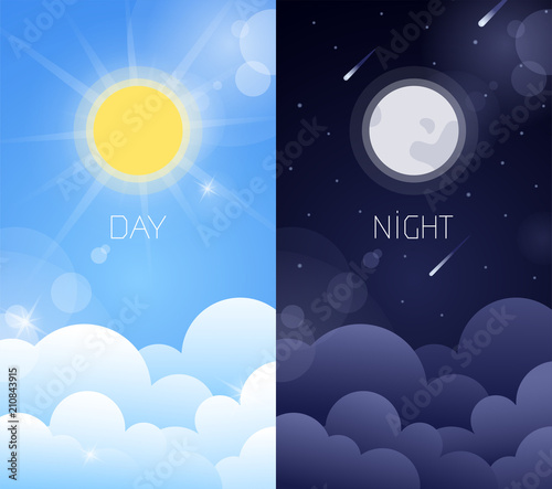 Canvastavla Day and night sky illustration