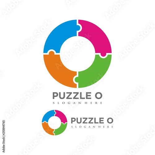 Puzzle logo initial letter design template vector illustration
