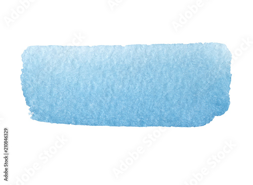 Watercolor blue hand drawn isolated stain on white background. Wet brush stroke painted abstract vector illustration.