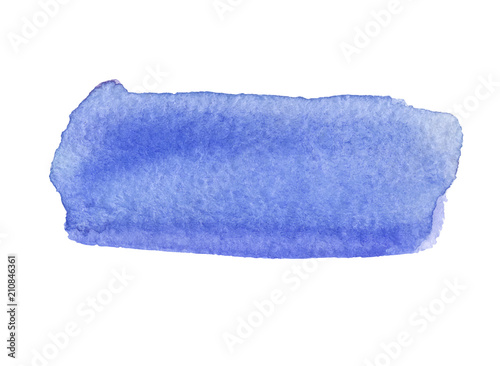 Watercolor blue hand drawn isolated stain on white background. Wet brush stroke painted abstract vector illustration.