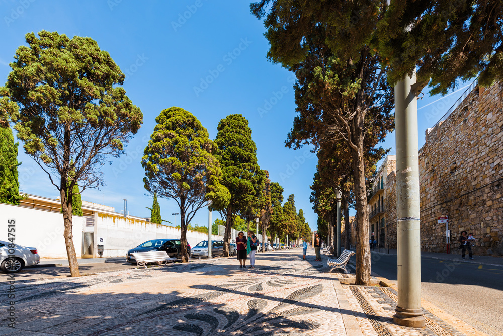 TARRAGONA, SPAIN - SEPTEMBER 17, 2017: View of the city street in the city center. Copy space for text.