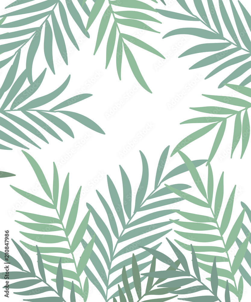Fototapeta premium Vector poster with branches and leaves. Isolated hand drawn illustration on white background