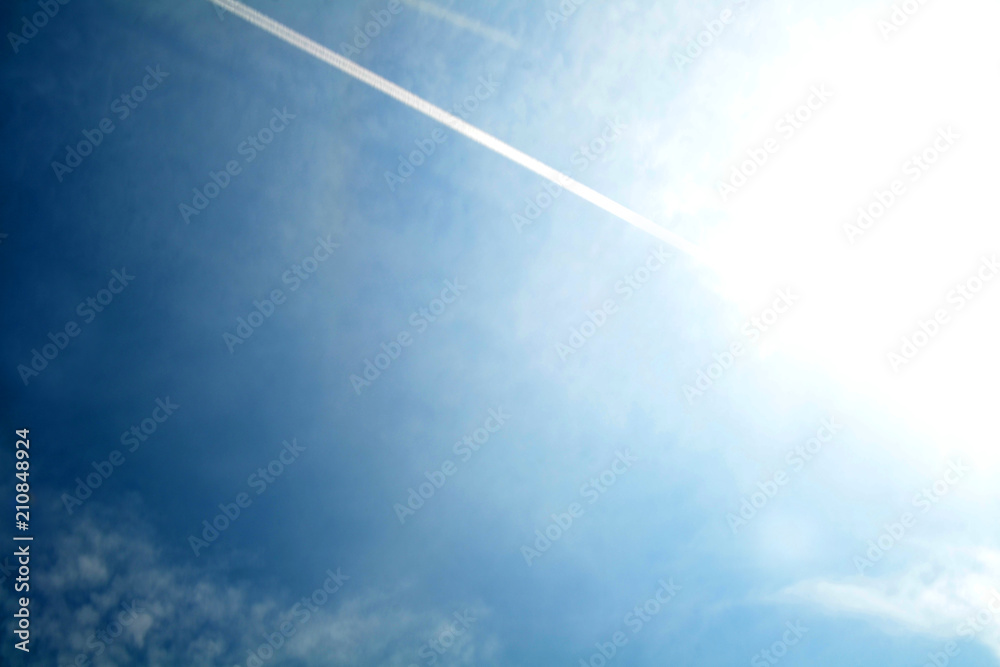airplane in blue sky with clouds airplane in blue sky with clouds