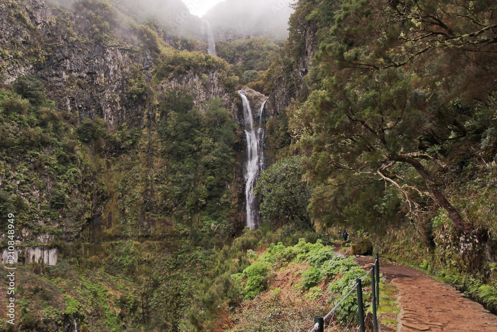 Waterfalls at 25 Fontes track in Madeira
