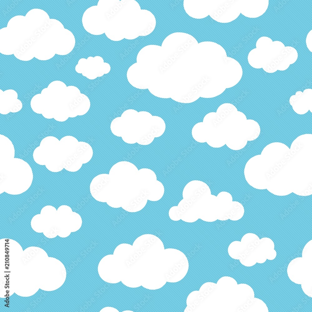 Clouds blue pattern. Nubes on sky, cartoon skyline clouds seamless background for baby and child bright dreams vector illustration Clouds blue pattern. Nubes on sky, cartoon skyline clouds seamless background for baby and child bright dreams vector illustration