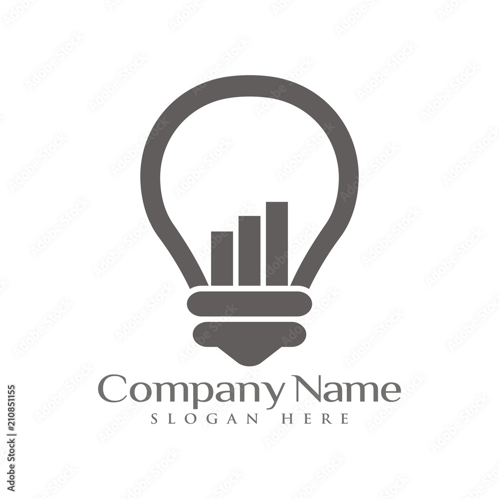 lamp light bolt idea logo design template vector illustration