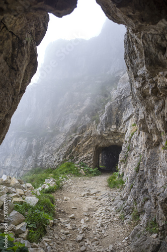 on the Road of 52 galleries, Veneto, Italy / Strada delle 52 gallerie (Road of 52 galleries) is a military trail built during World War I on the massif of Pasubio (Vicenza, Italy)