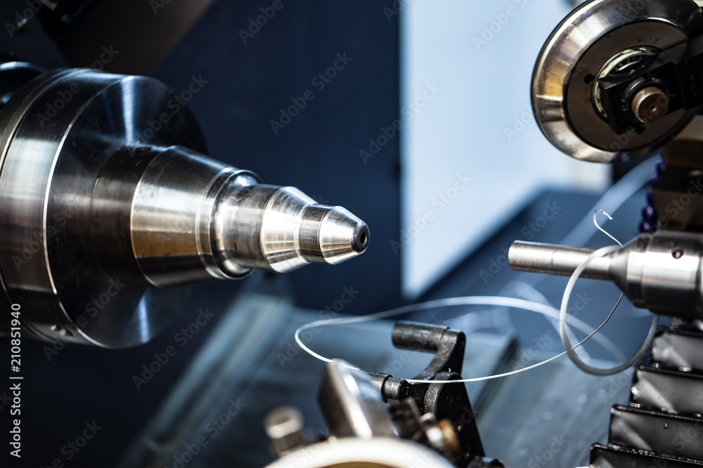 Fototapeta premium CNC milling machine. Lathe turning lathe.