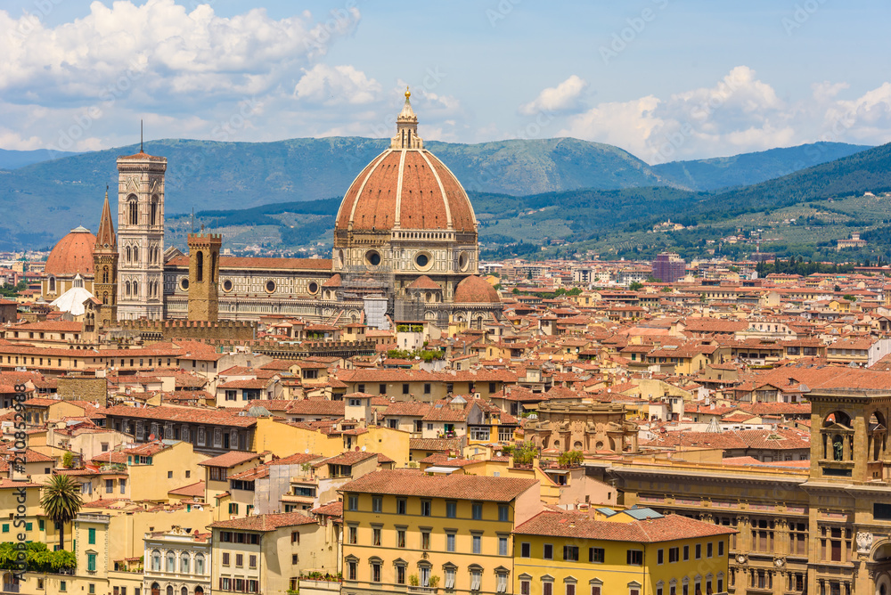 View of Florence from Piazzale Michelangelo - Duomo Santa Maria Del Fiore and Bargello - Tuscany, Italy