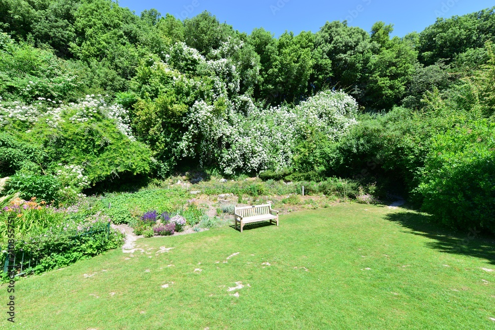 Fototapeta premium A rest area in an English country garden in summertime. 