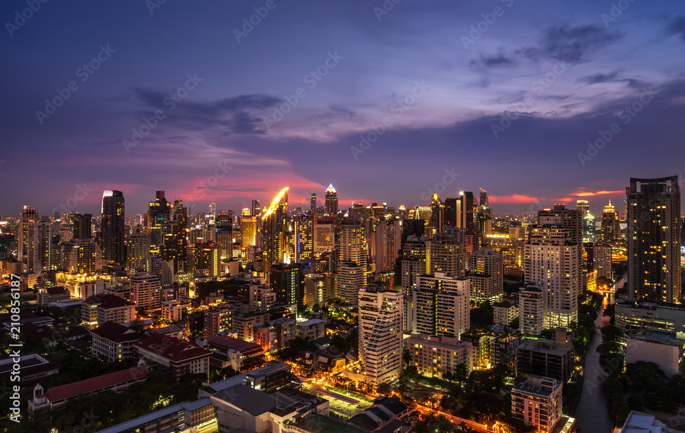 Fototapeta premium night cityscape with twilight skyline sunset