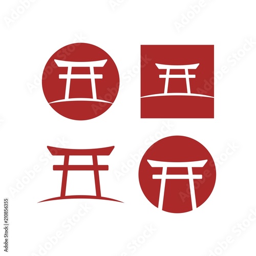 Torii gate logo design template vector illustration photo