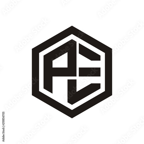 PE logo initial letter design template vector illustration
