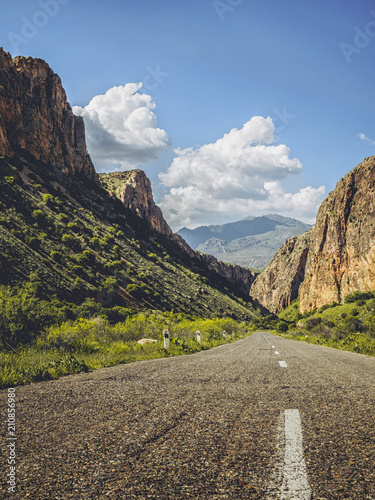 scenic shot of empty mountain road, Armenia